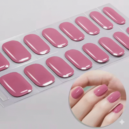 20Tips Dusty Rose Pink UV Gel Nail Strips DIY Long Lasting Wraps