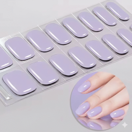 20Tips Lavender Purple UV Gel Nail Strips DIY Long Lasting Wraps