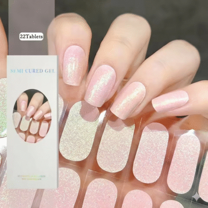 20Tips Shimmery Light Pink UV Gel Nail Strips DIY Long Lasting Wraps