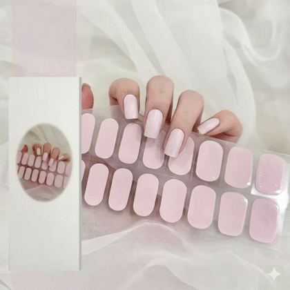 20Tips Light Nude Pink UV Gel Nail Strips DIY Long Lasting Wraps