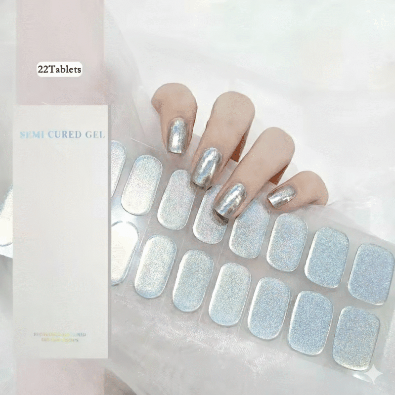 Shimmer Silver Gel Nail Sticker
