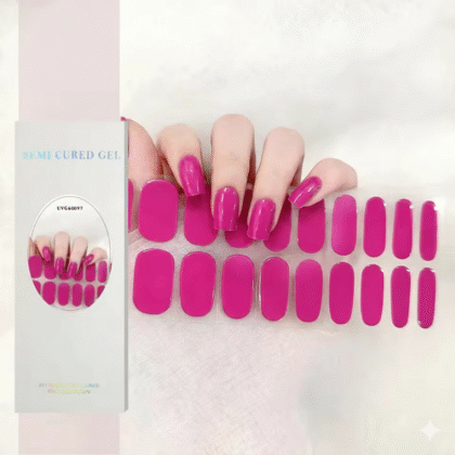 20Tips Magenta Pink UV Gel Nail Strips DIY Long Lasting Wraps