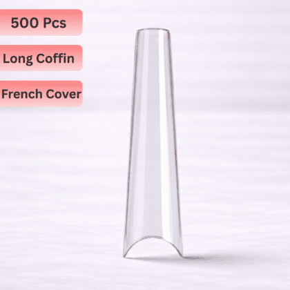 500 Pcs Transparent Soft Gel Nails French Tips Extensions - Long Coffin