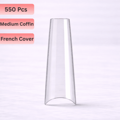 550 Pcs Transparent Soft Gel Nail Tips French Cover - Medium Coffin