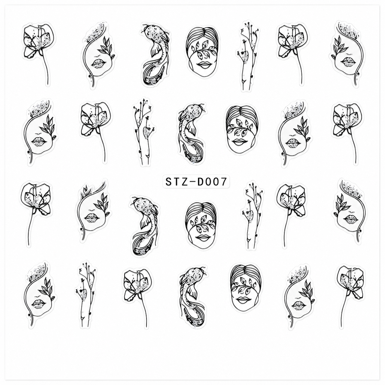 2D Embossed Nail Sticker - STZ-D007
