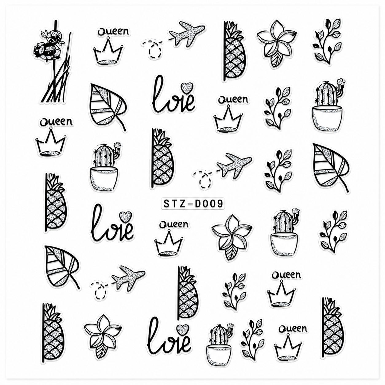 2D Embossed Nail Sticker – STZ-D009